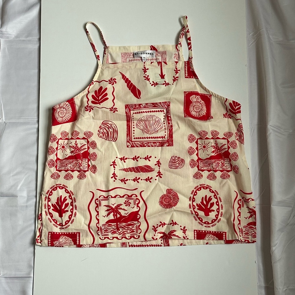 Red and Cream Patterned Tank Top